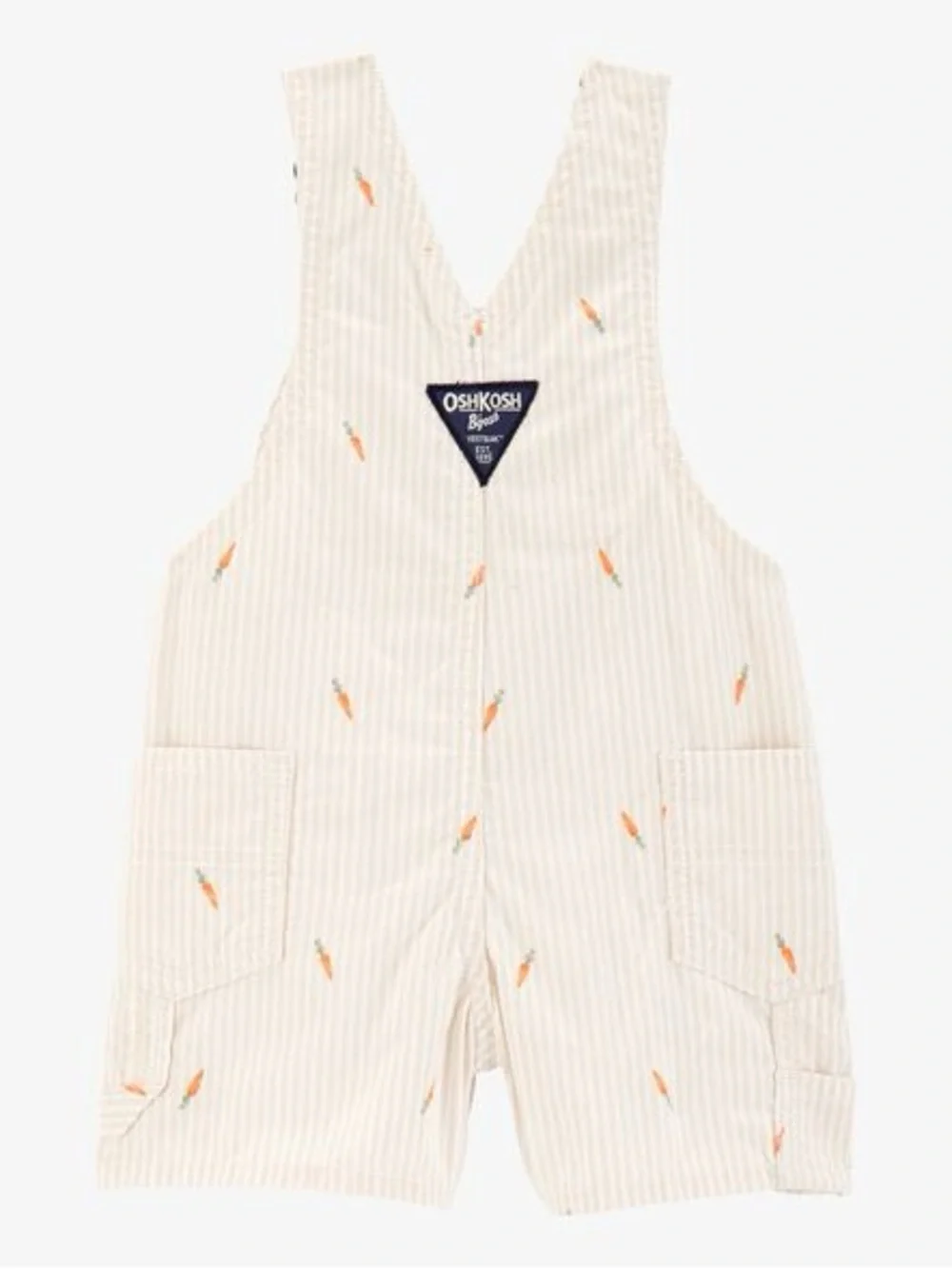 Oshkosh B’gosh Carrot Print Striped Shortalls - Cream (18 Months Baby/Toddler)